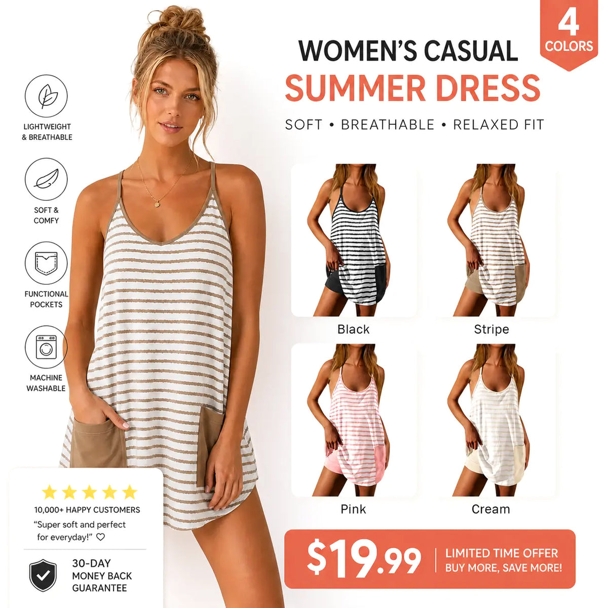 Women's Summer Mini Dress Casual Workout Tennis Dress with Shorts Sleeveless Althletic Dresses