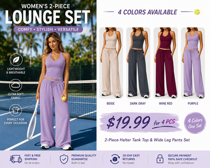 WOMEN'S 2-PIECE LOUNGE SET COMFY·STYLISH·VERSATILE✨ Polyester-Silk Fitted Summervibe Sweatsuit💖