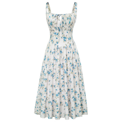 💐 Floral Milkmaid Corset Midi Dress – Flowy, Feminine & Effortless Summer Style💖