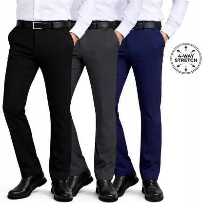 3-Pack Mens Flex Stretch Slim Fit Dress Pants 🔥One Perfect Fit. Upgrade Your Everyday Style 👖✨