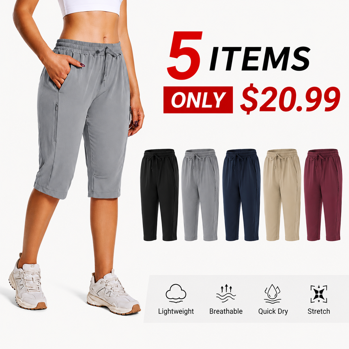 Women's Lightweight Hiking Shorts with Secure Zipper Pockets for Outdoor Adventures⭐
