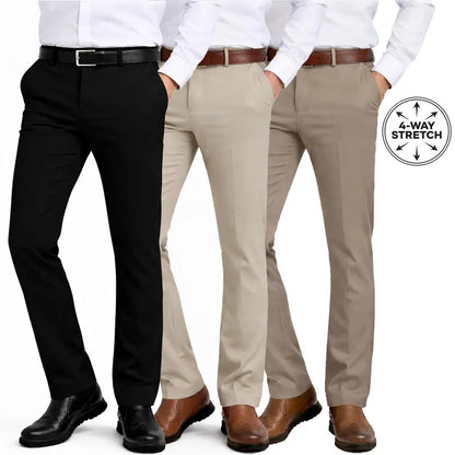 3-Pack Mens Flex Stretch Slim Fit Dress Pants 🔥One Perfect Fit. Upgrade Your Everyday Style 👖✨