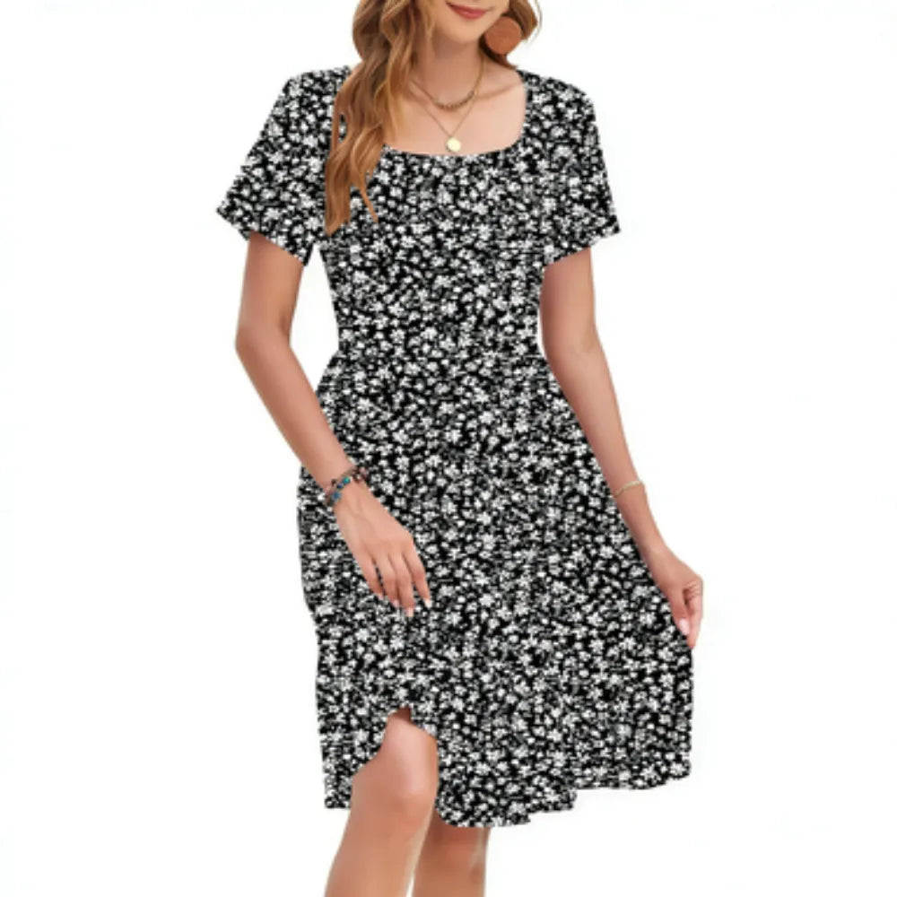 💕Women Square Neck Ditsy Floral Dress💕 Feel Beautiful All Summer in This Floral Sundress☀️