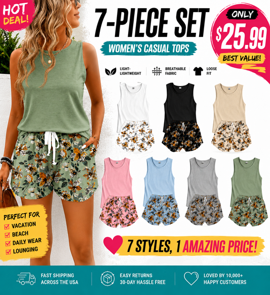 Women's Floral Print Two-Piece Set💕 Breathable for warm weather, Comfortable and Stylish