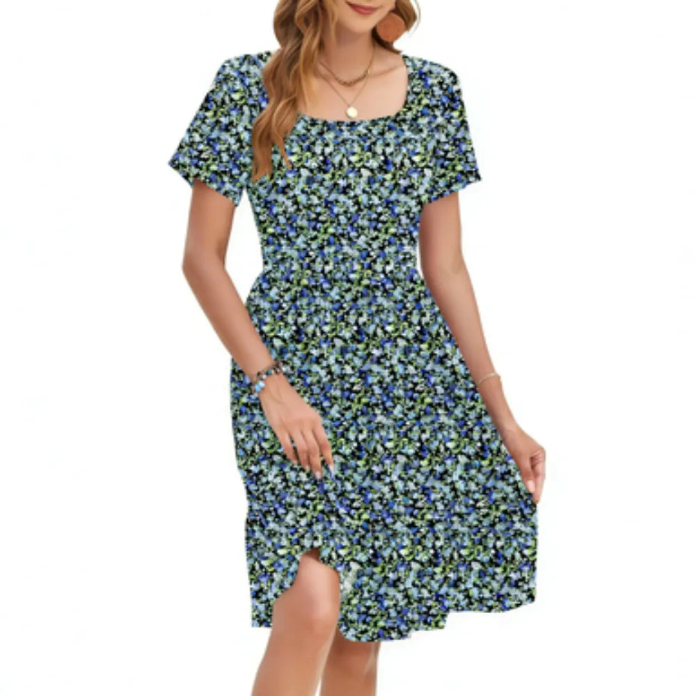 💕Women Square Neck Ditsy Floral Dress💕 Feel Beautiful All Summer in This Floral Sundress☀️