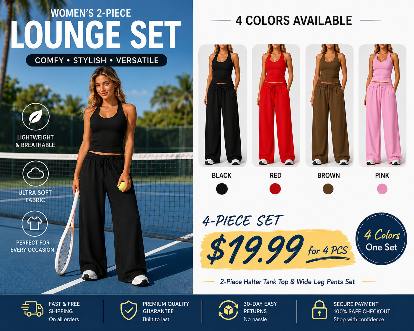 WOMEN'S 2-PIECE LOUNGE SET COMFY·STYLISH·VERSATILE✨ Polyester-Silk Fitted Summervibe Sweatsuit💖