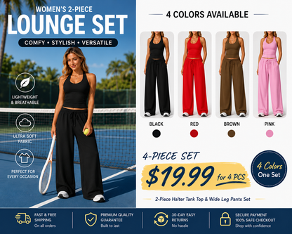 WOMEN'S 2-PIECE LOUNGE SET COMFY·STYLISH·VERSATILE✨ Polyester-Silk Fitted Summervibe Sweatsuit💖