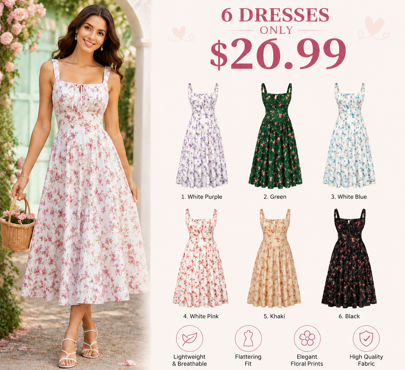 💐 Floral Milkmaid Corset Midi Dress – Flowy, Feminine & Effortless Summer Style💖