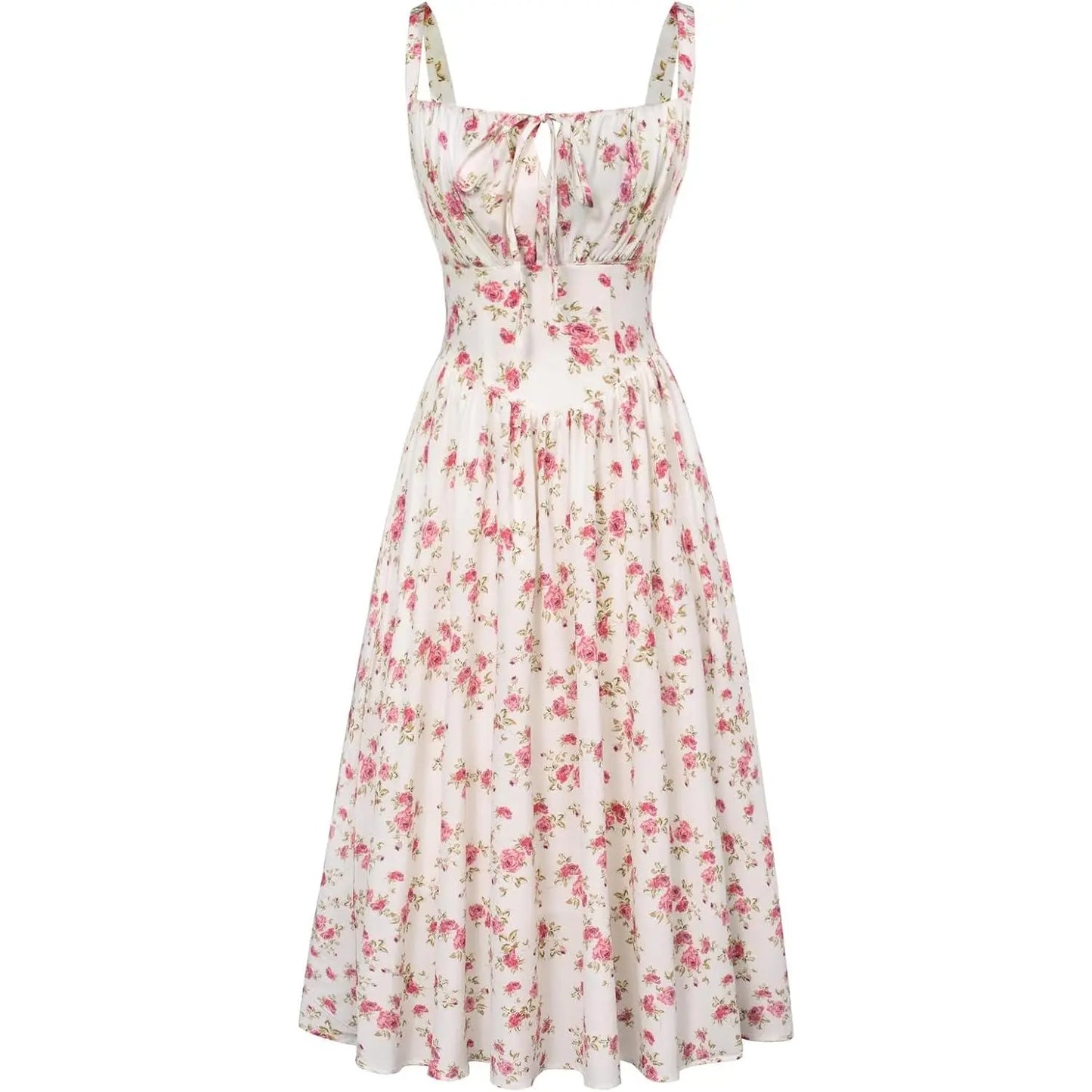 💐 Floral Milkmaid Corset Midi Dress – Flowy, Feminine & Effortless Summer Style💖