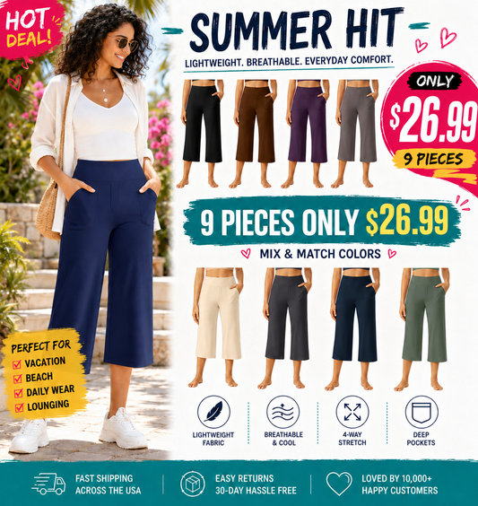 👖 Wide leg  Yoga Cropped Pants-Everyday capris with stretch, coverage, and effortless style💕💕