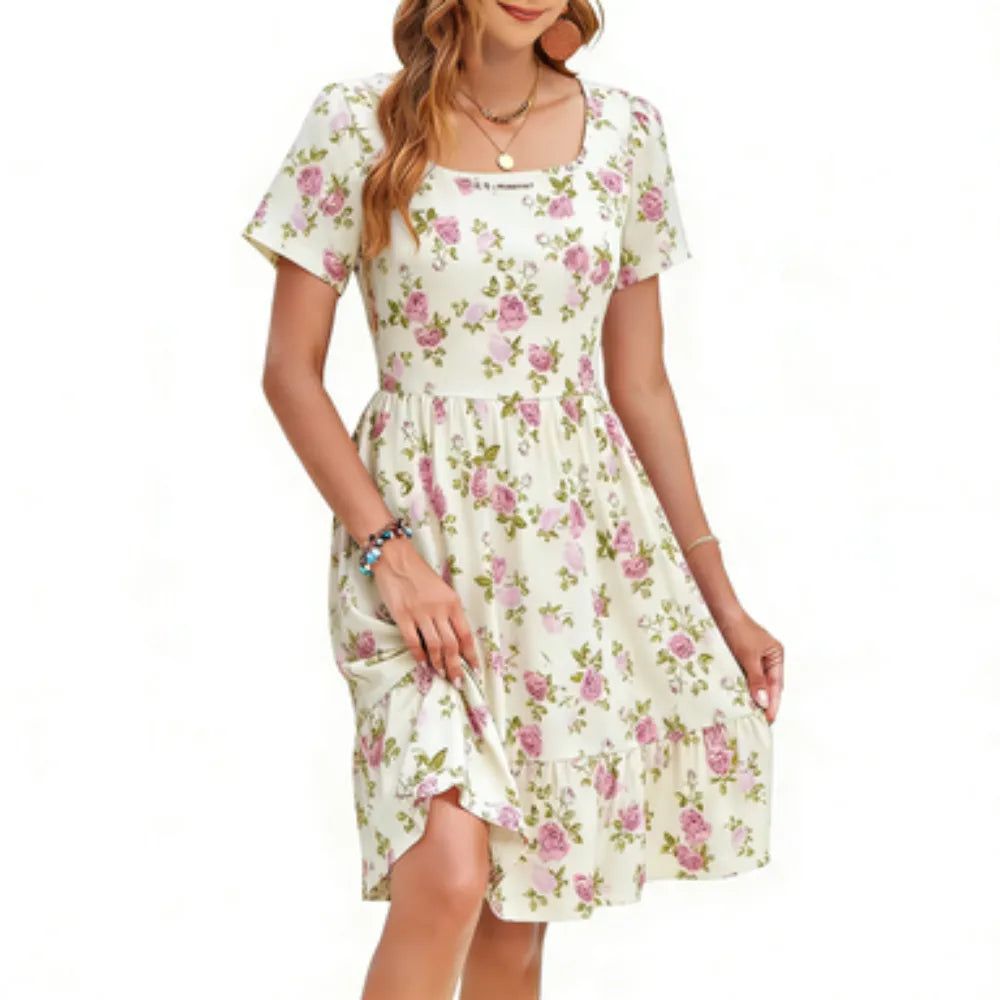 💕Women Square Neck Ditsy Floral Dress💕 Feel Beautiful All Summer in This Floral Sundress☀️