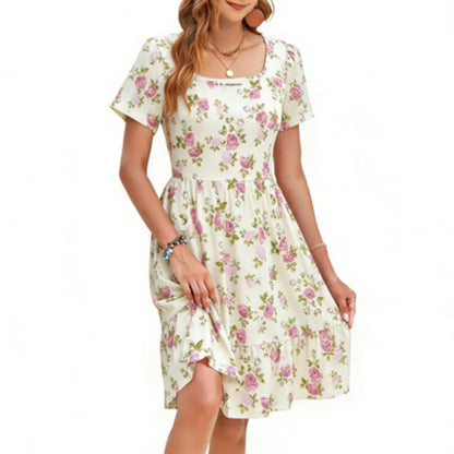💕Women Square Neck Ditsy Floral Dress💕 Feel Beautiful All Summer in This Floral Sundress☀️