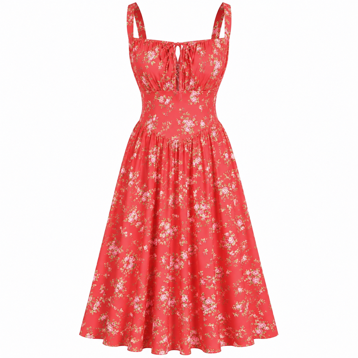 💐 Floral Milkmaid Corset Midi Dress – Flowy, Feminine & Effortless Summer Style💖