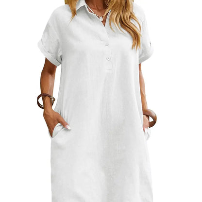 ☀️ Summer Must-Have Shirt Dress – Breathable Cotton, Relaxed Fit & Handy Pockets 🌊 Stay Cool & Chic❤️❤️